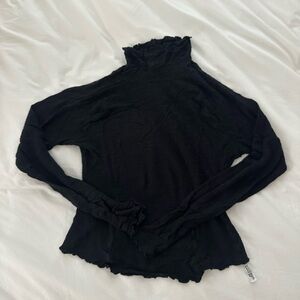 Free People Black Long Sleeve Top